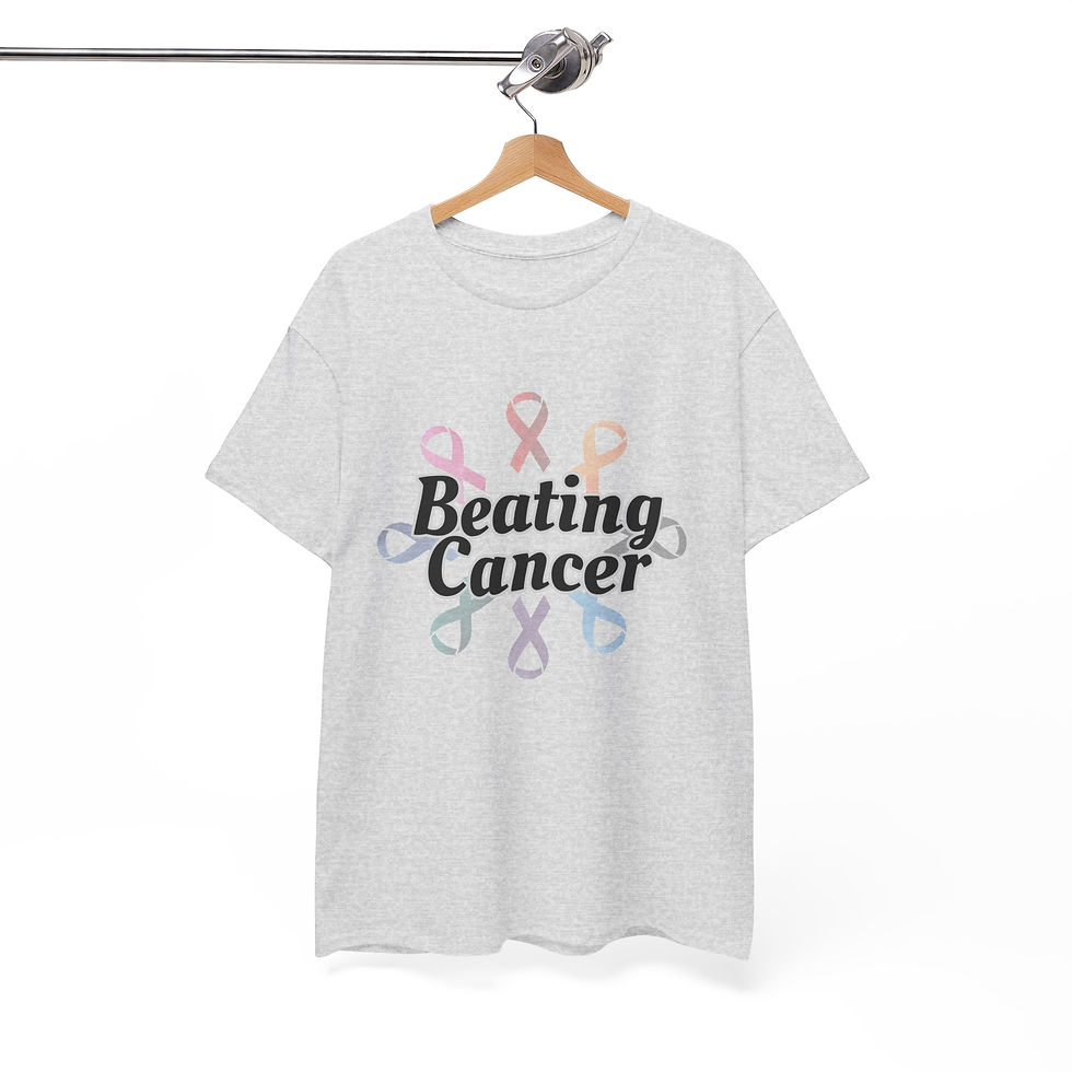Thumbnail: BEATING CANCER on Cancer Ribbon Circle(Cancer Awareness/Support)Heavy Cotton Tee