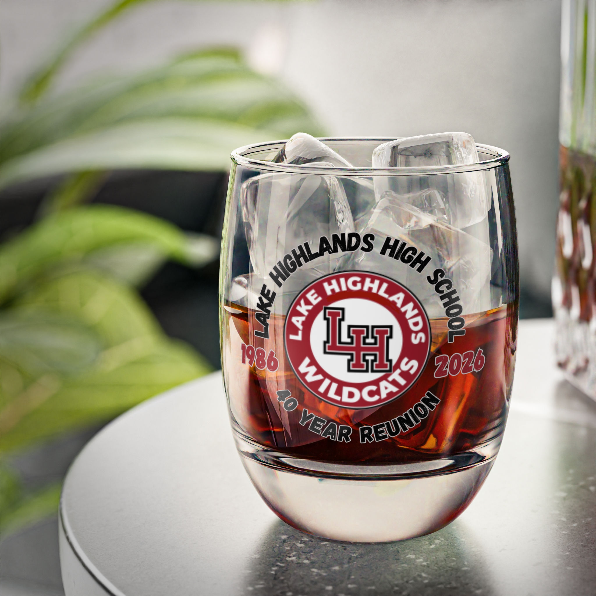 Lake Highlands Wildcats 40-Year Reunion Whiskey Glass