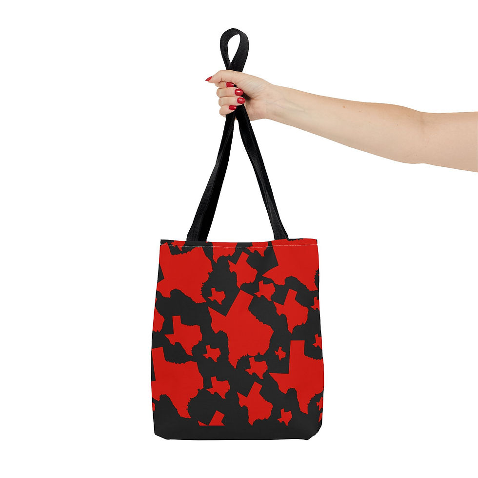 Thumbnail: Texas Pattern Tote Bag — Red & Black Lone Star Camouflage Tote