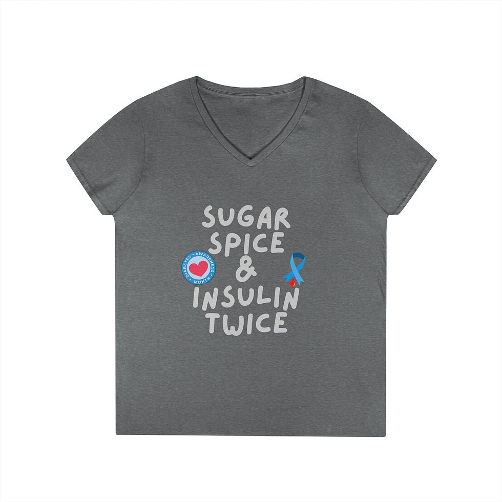Thumbnail: Sugar Spice & Insulin Twice V-Neck T-Shirt for Women, Diabetes Awareness