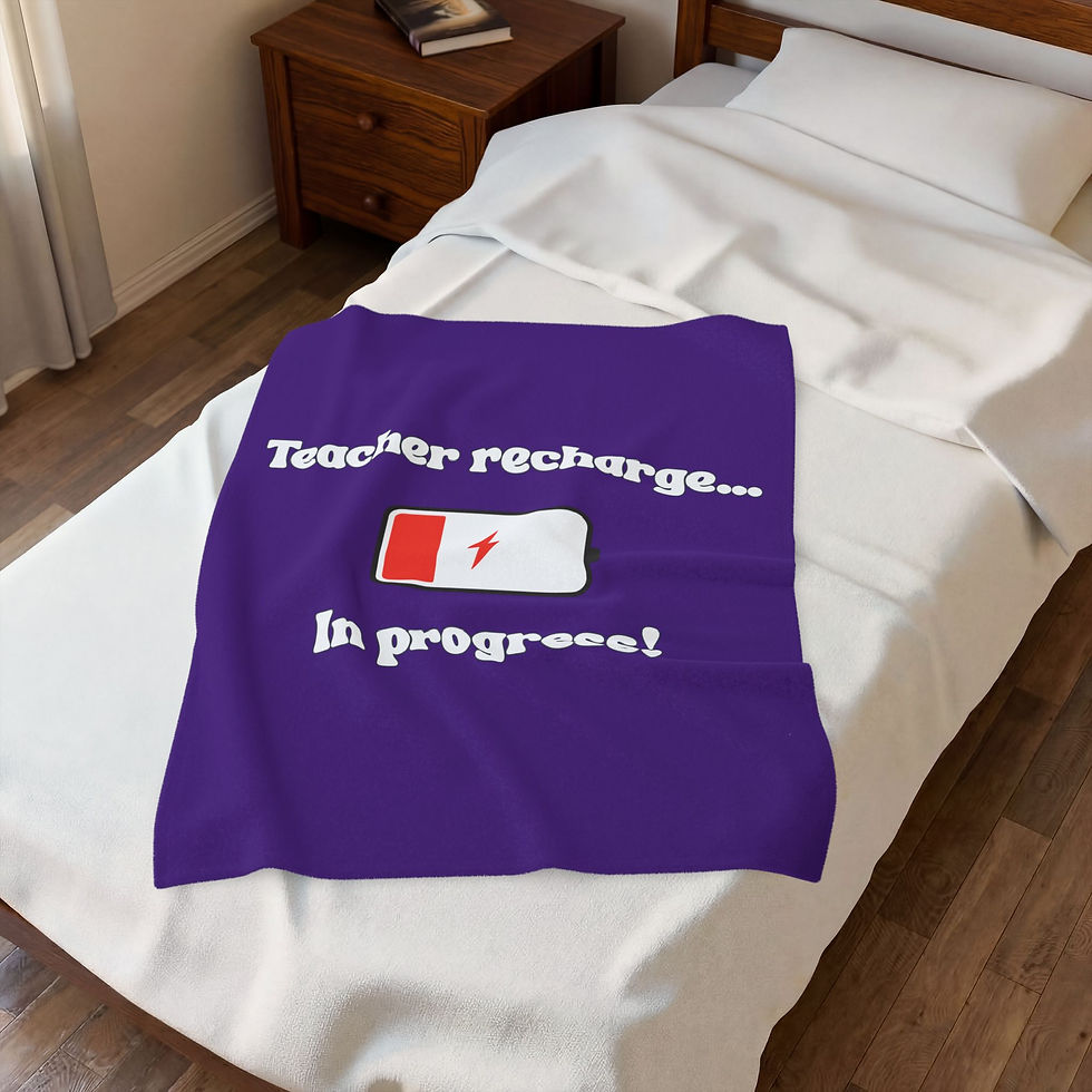 Thumbnail: Teacher Recharge Plush Blanket-Soft Cozy Velveteen Throw with Low Battery Design
