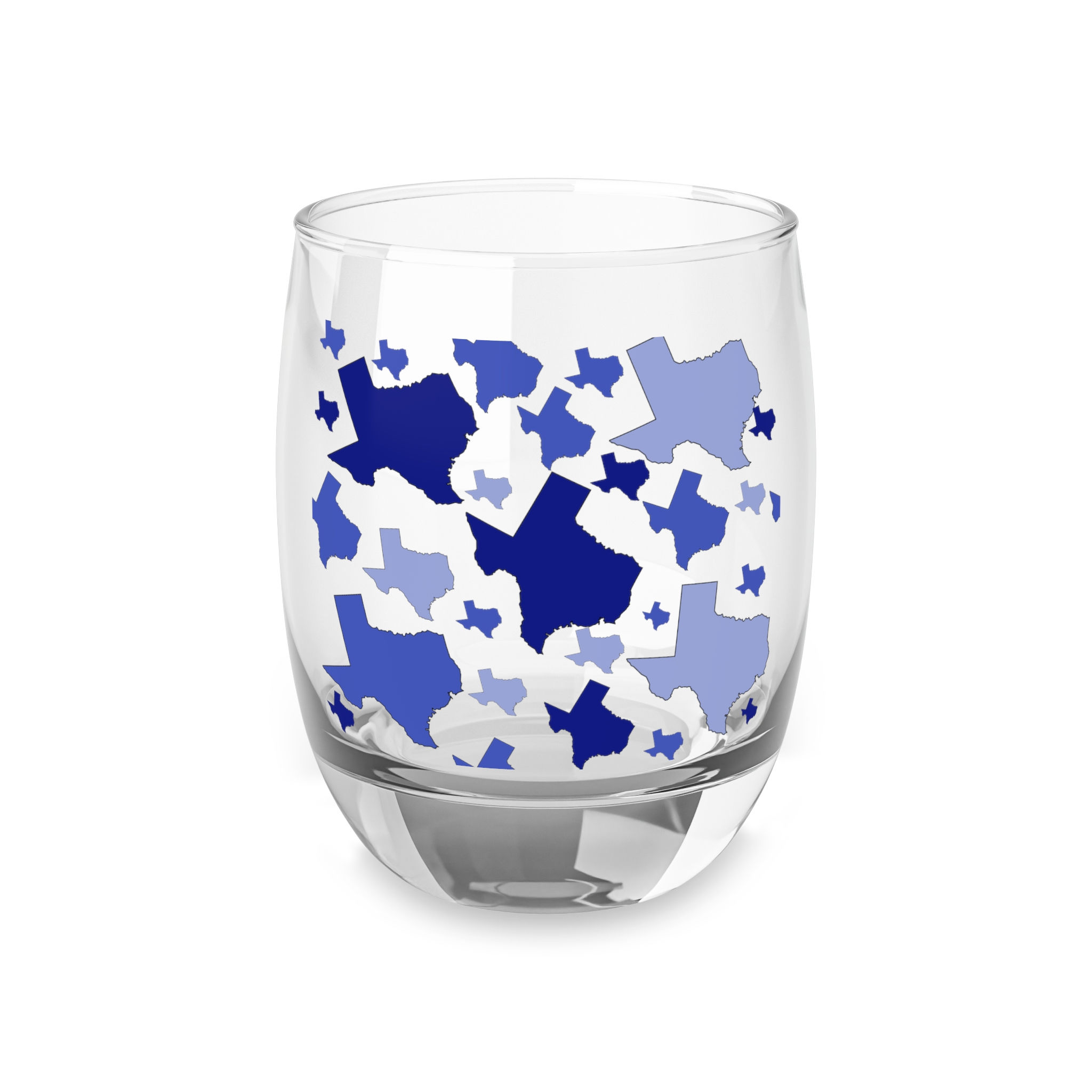 Blue Texas Mosaic Whiskey Glass – Modern State-Shaped Rocks Glass