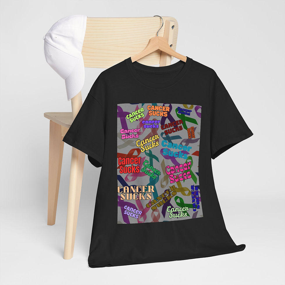 Thumbnail: CANCER SUCKS with ribbons, Cancer Support Apparel, Comfortable Cotton T-Shirt