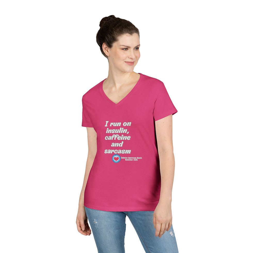 Thumbnail: I Run on Insulin, Caffeine and Sarcasm V-Neck Tee for Women,Diabetes Awareness