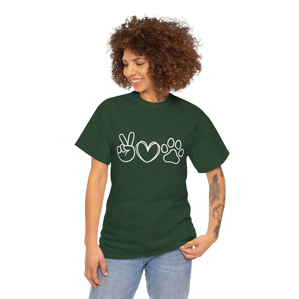 Thumbnail: Peace, Love & Paws Heavy Cotton Tee | Dog lover gift, 