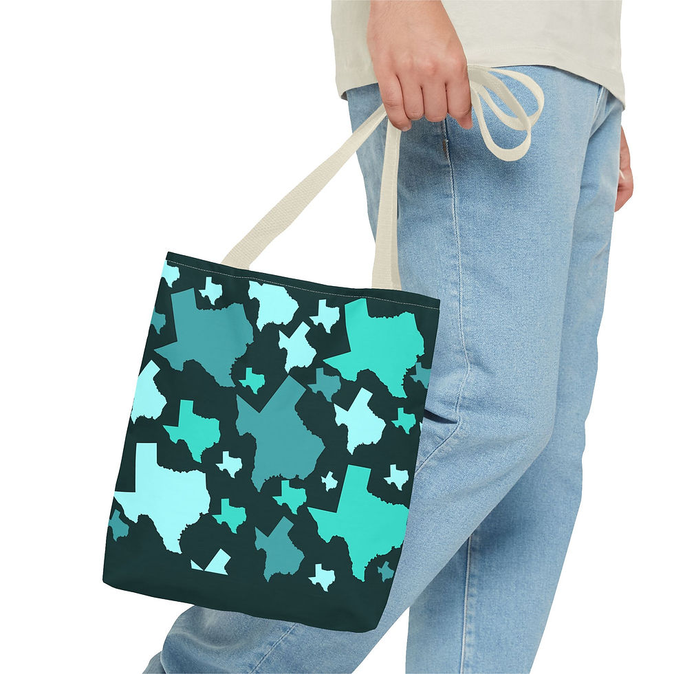 Thumbnail: Texas Pattern Tote Bag — Teal/Cyan All-Over-Print Tote