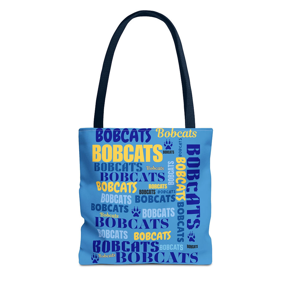 Thumbnail: Bobcats (blue/yellow gold)Pattern Tote Bag – School Spirit Blue Reusable Bag