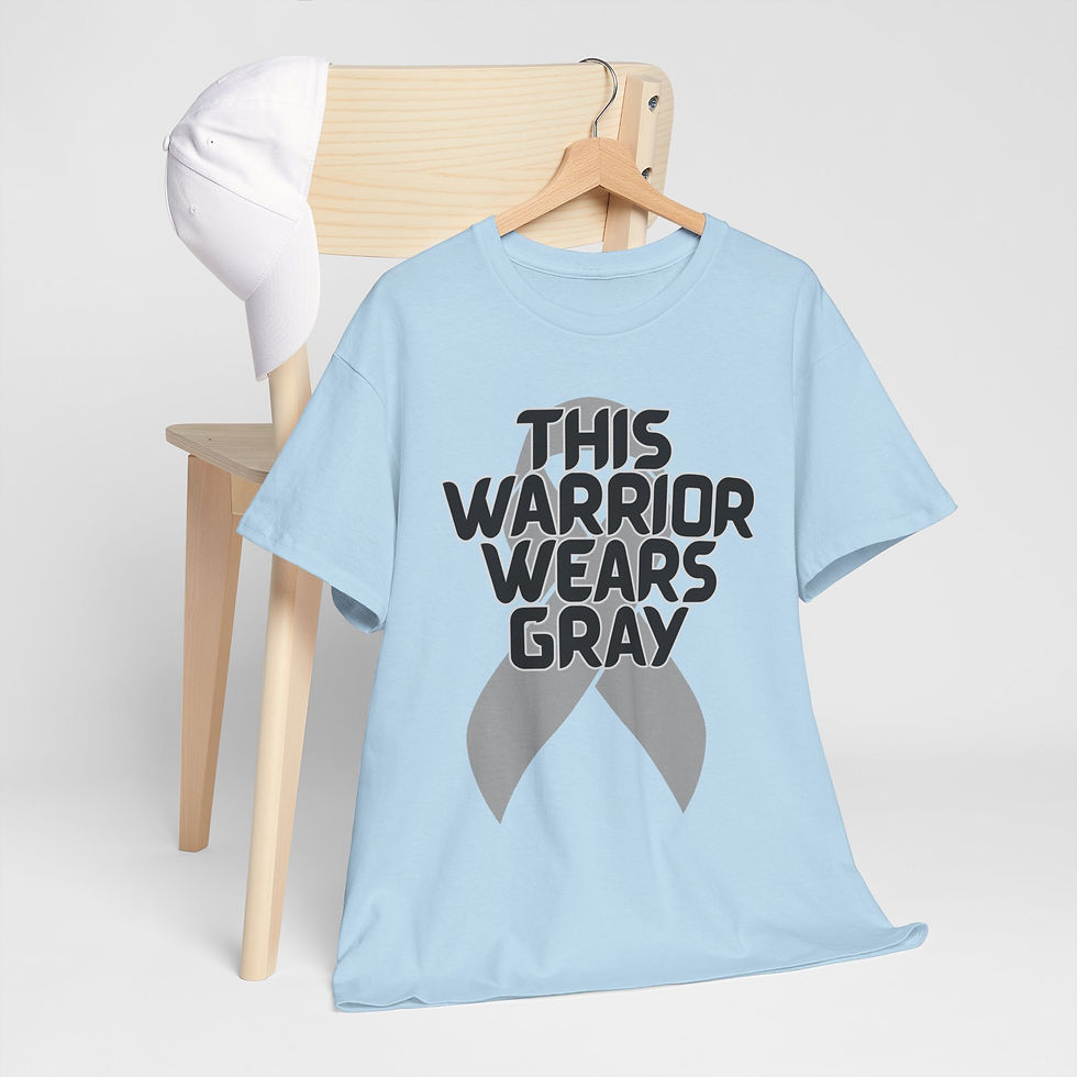 Thumbnail: THIS WARRIOR WEARS GRAY (Brain Cancer Support/Awareness) Heavy Cotton Tee