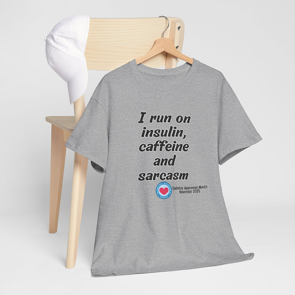 Thumbnail: I RUN ON INSULIN,CAFFEINE AND SARCASM Heavy Cotton Tee,Diabetes Awareness 