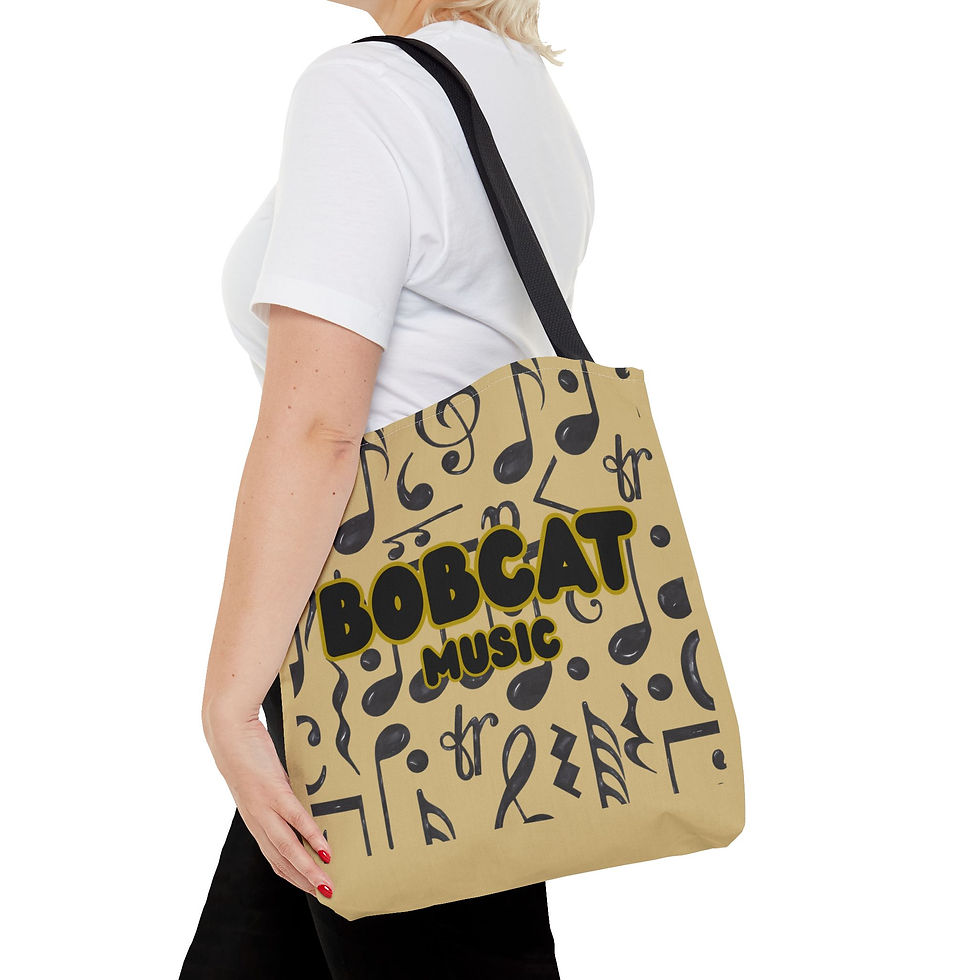 Thumbnail: Bobcat Music Tote Bag — Musical Notes All-Over Print