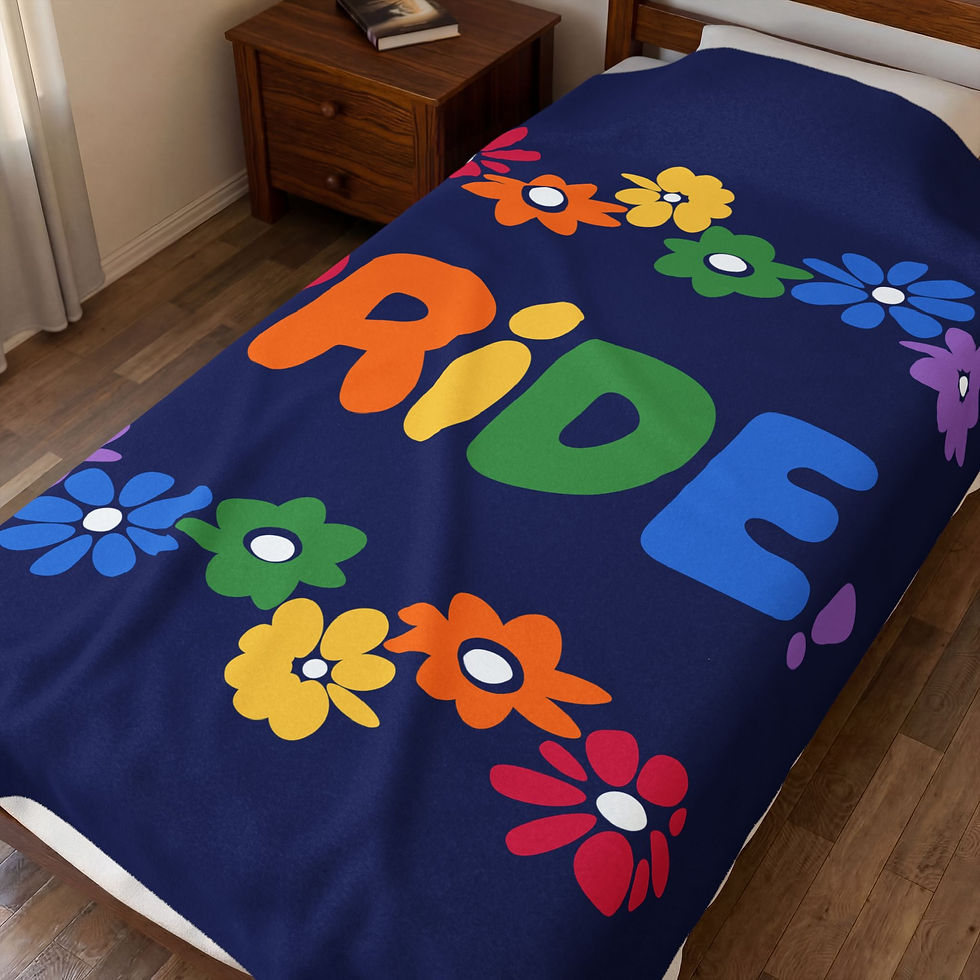 Thumbnail: Pride Velveteen Plush Blanket — Rainbow Floral "PRIDE!" Cozy Throw