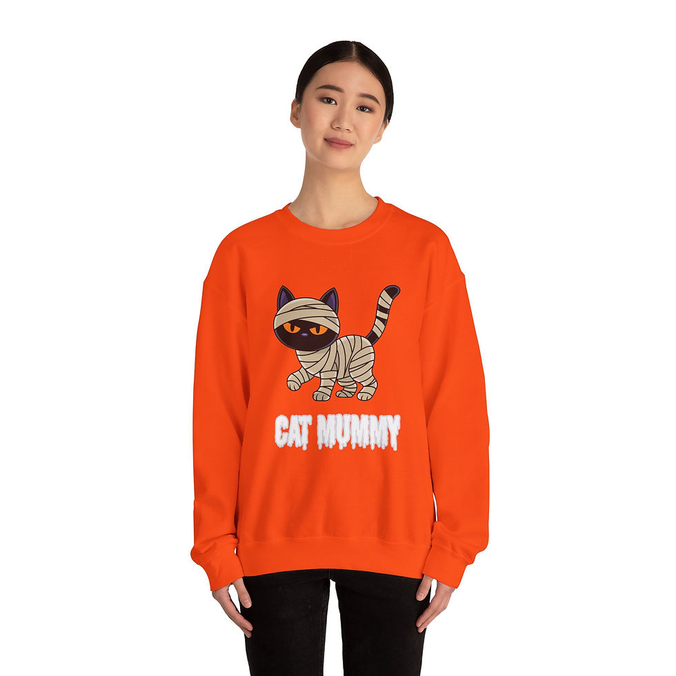 Thumbnail: Cat Mummy Sweatshirt, Cozy Halloween Apparel, Cat Lover Gift, Autumn Fashion