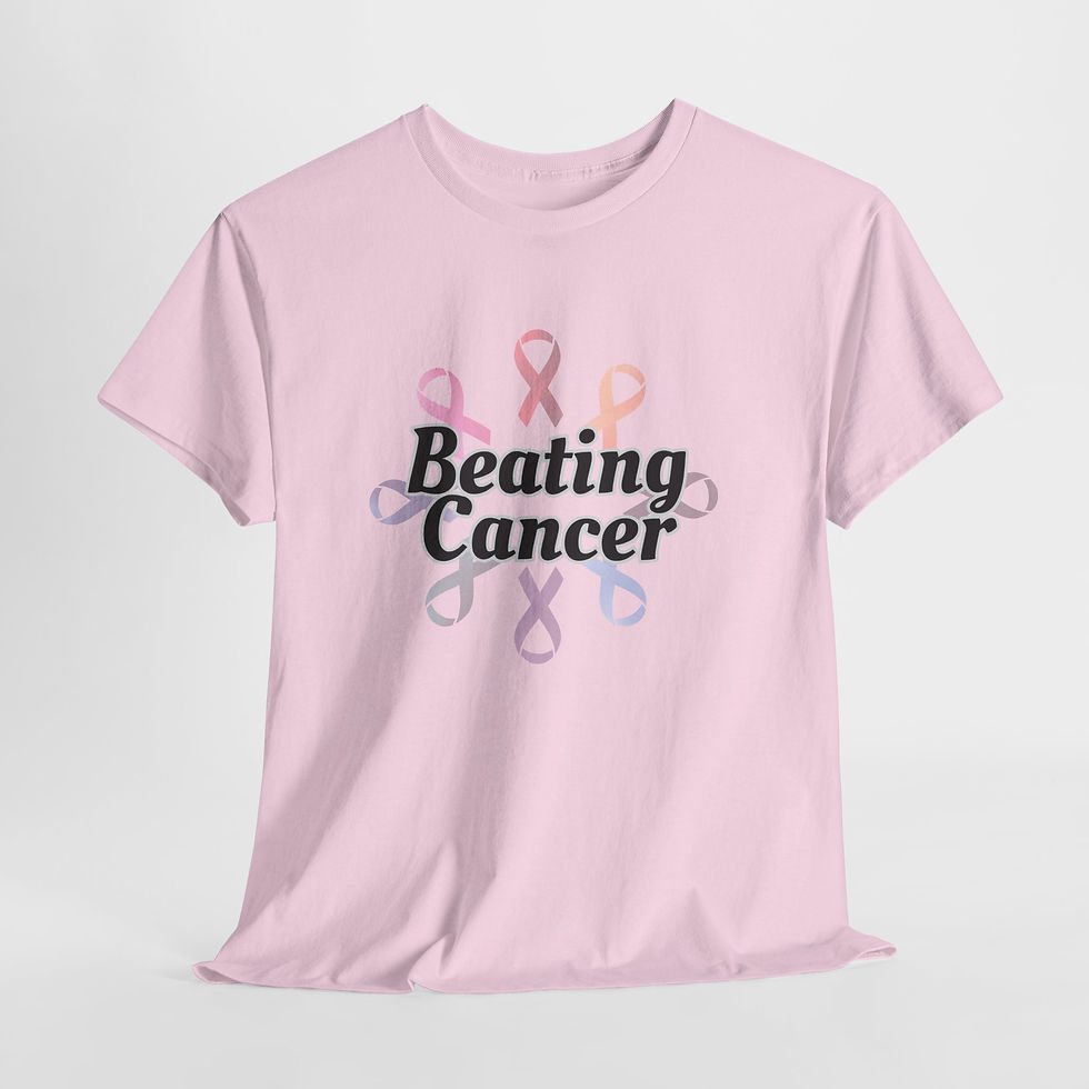 Thumbnail: BEATING CANCER on Cancer Ribbon Circle(Cancer Awareness/Support)Heavy Cotton Tee