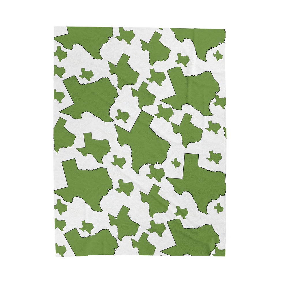 Thumbnail: Texas Pattern Velveteen Blanket — Sage Green with White State Silhouette Throw