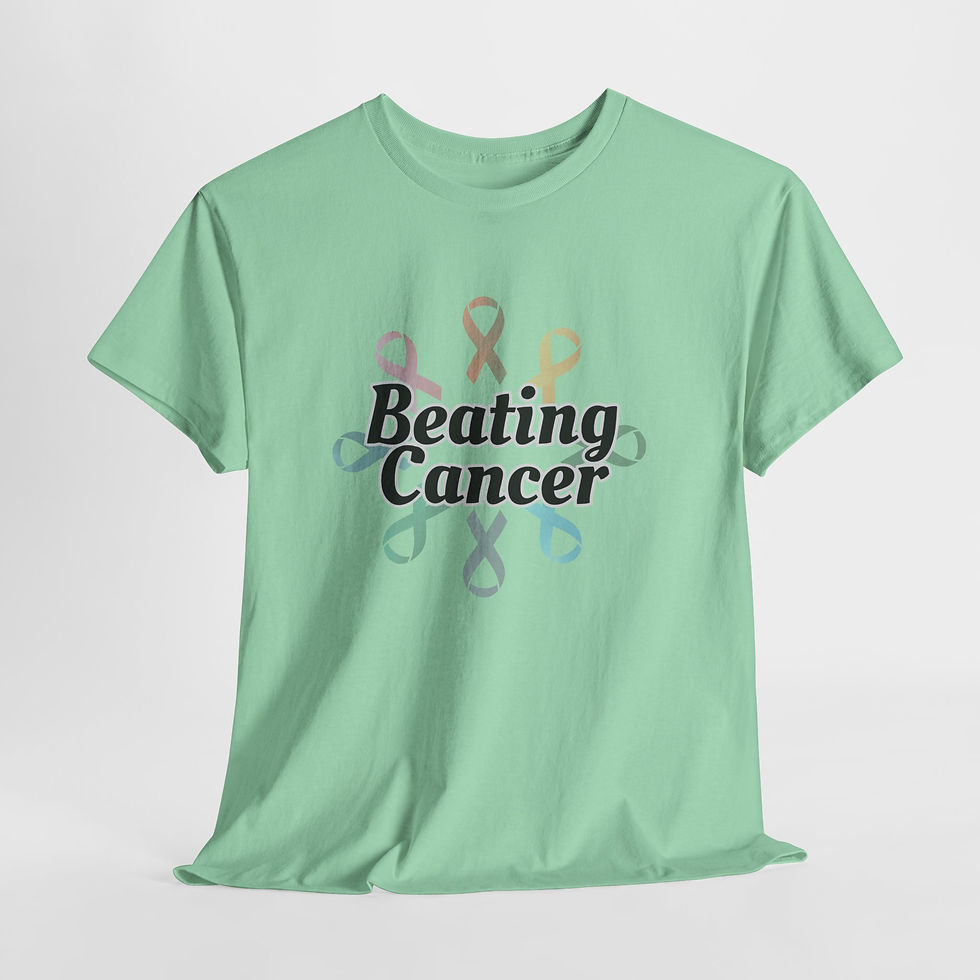 Thumbnail: BEATING CANCER on Cancer Ribbon Circle(Cancer Awareness/Support)Heavy Cotton Tee