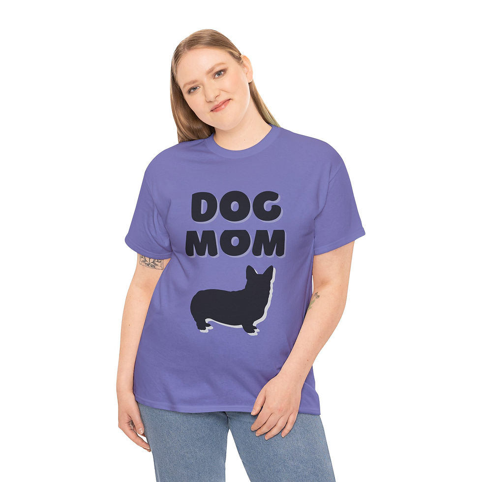 Thumbnail: Dog Mom Corgi Heavy Cotton Tee, Perfect Gift for Dog Lovers, Mothers day