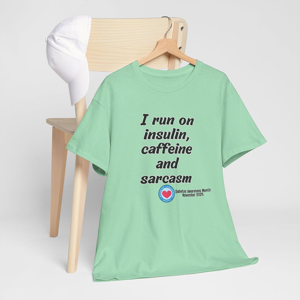 Thumbnail: I RUN ON INSULIN,CAFFEINE AND SARCASM Heavy Cotton Tee,Diabetes Awareness 