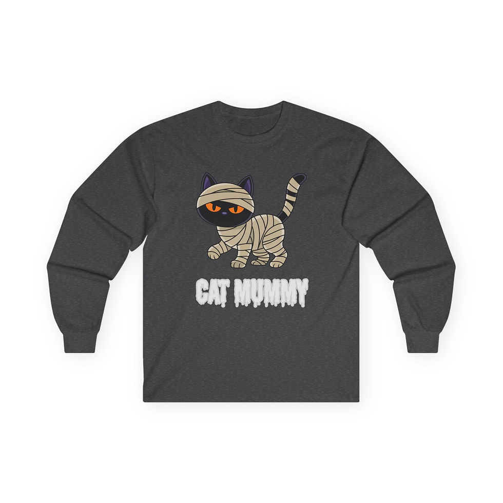 Thumbnail: Cat Mummy Long Sleeve Tee, Halloween Tee, Gift for Cat Lovers,Fall Apparel