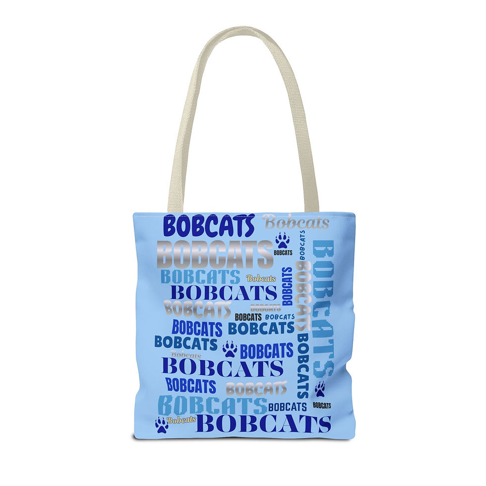 Thumbnail: Bobcats Pattern Light Blue Tote Bag – School Spirit Paw Print Tote