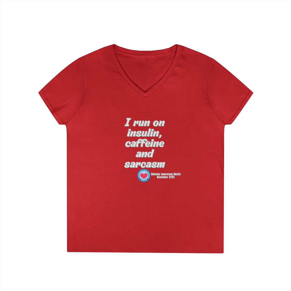 Thumbnail: I Run on Insulin, Caffeine and Sarcasm V-Neck Tee for Women,Diabetes Awareness