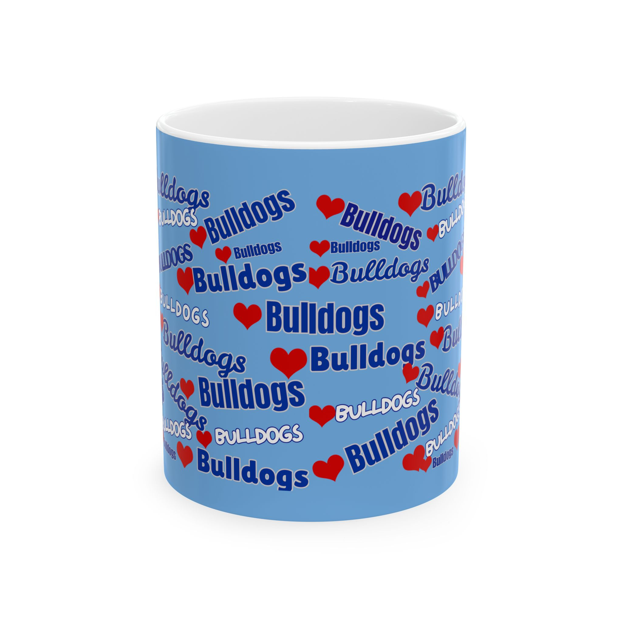 Bulldogs Love Pattern Ceramic Mug — Blue 11oz/15oz