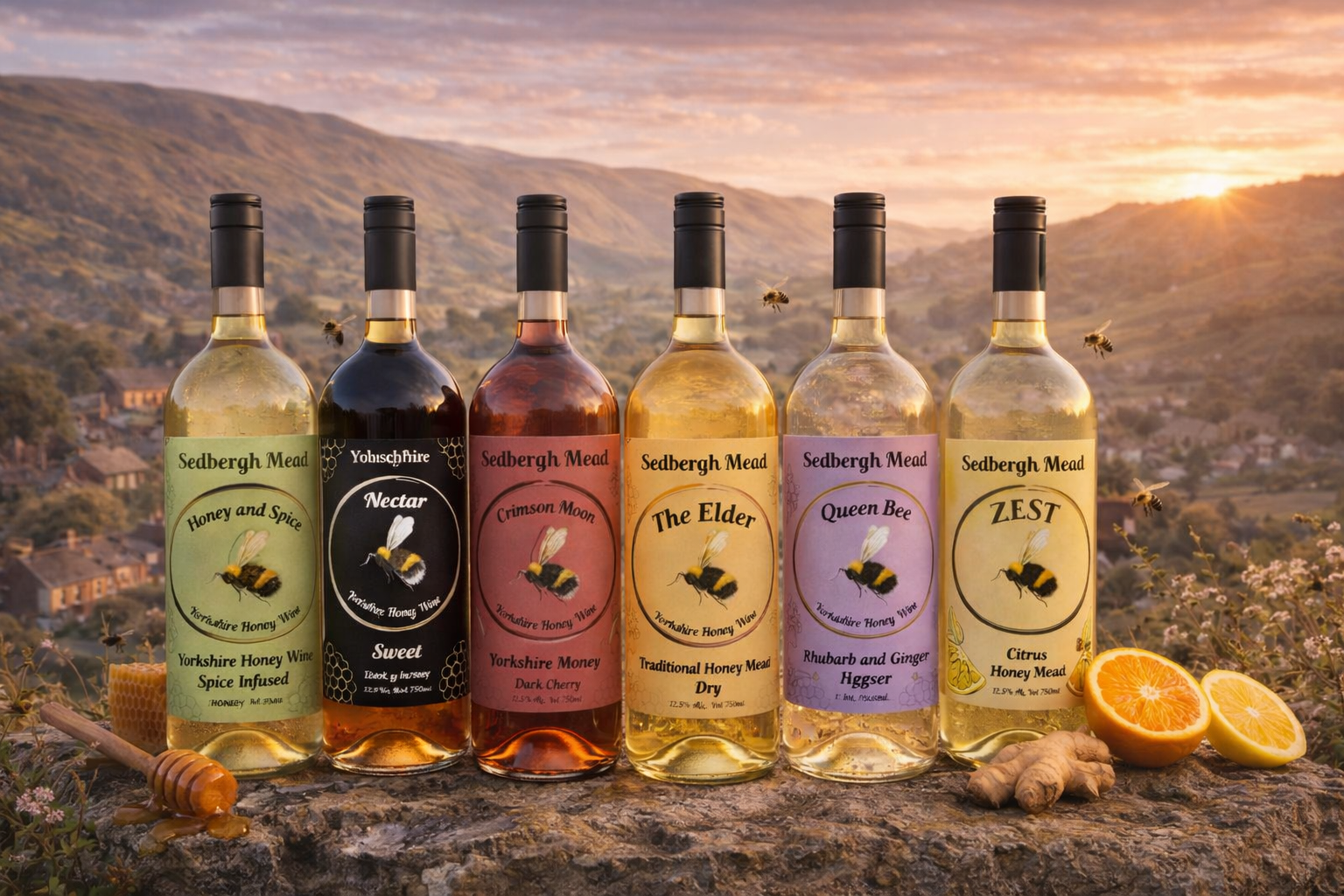 Selection of 6 Large Mead Bottles - 750ml Each