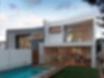 Custom concrete pool integrated with modern home design
