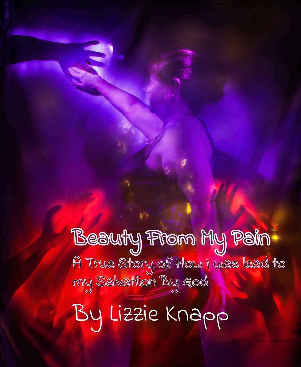 Dramatic and evocative light painting by Knapping Dragon Photography captures the journey of salvation, featured as the cover for "Beauty From My Pain" by Lizzie Knapp.