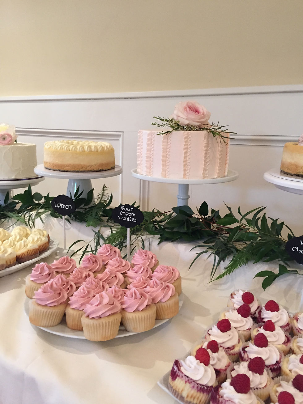 dessert buffet greenery