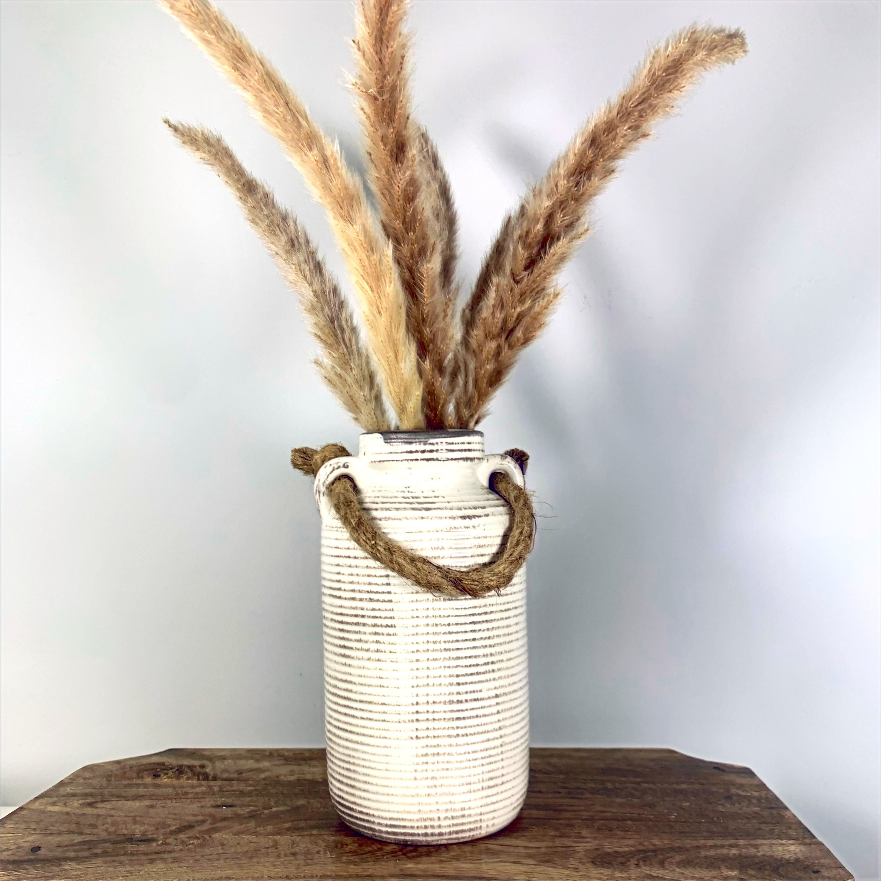 Fae Stone Vase with Jute Handle 19cm