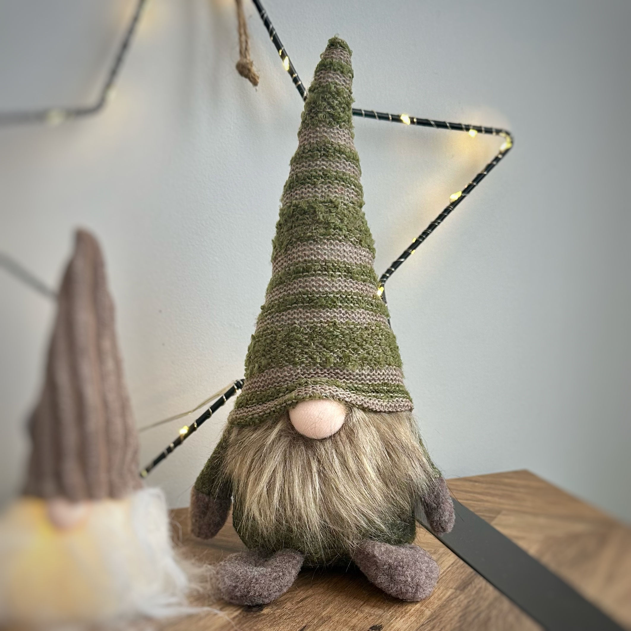 Festive Gonk with sage green hat 29cm tall