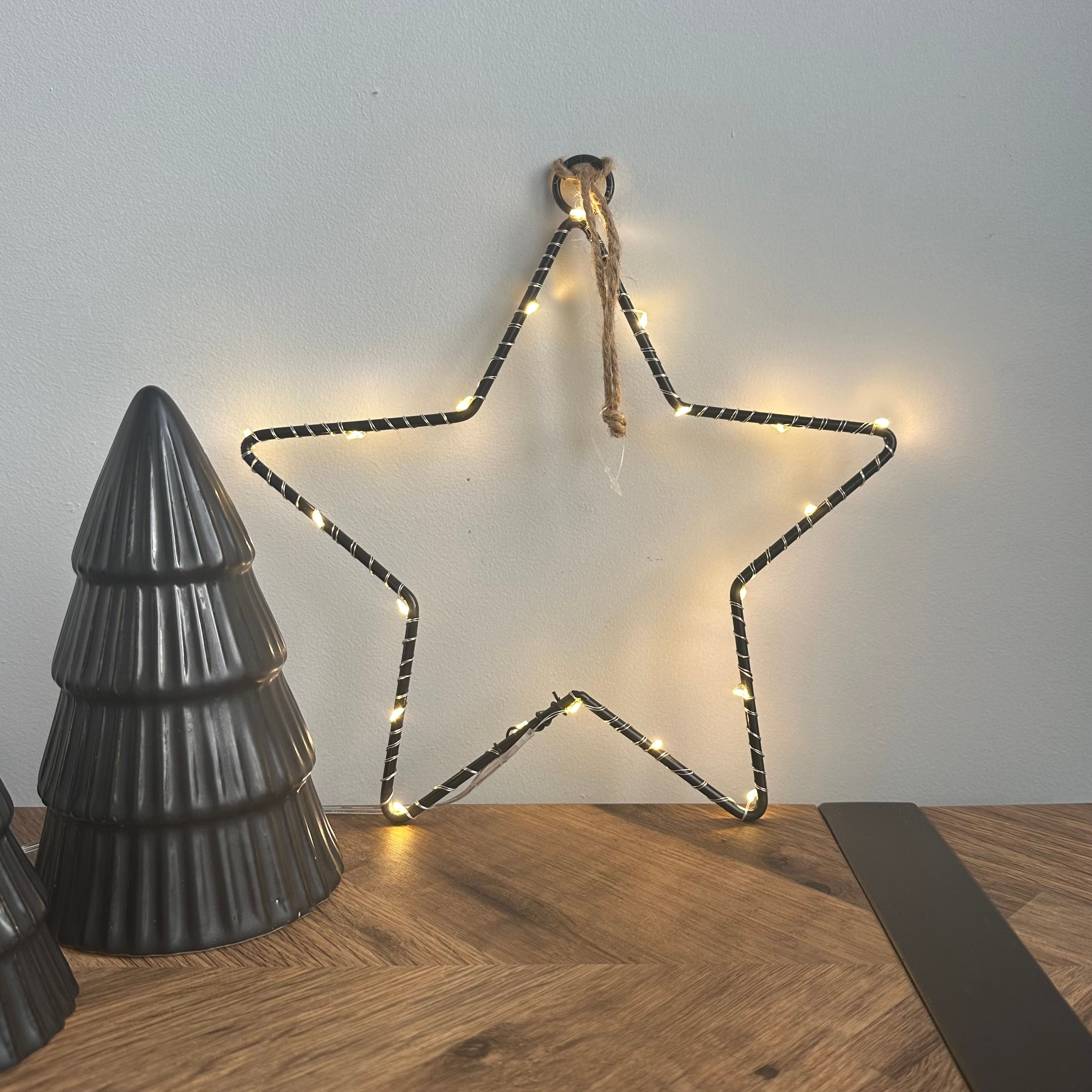 Black Wire LED Star 25cm
