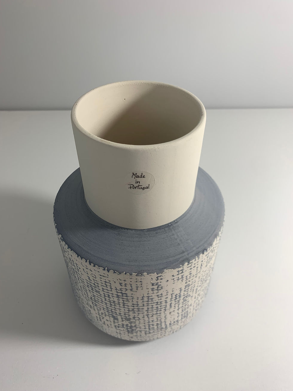 Thumbnail: Zoe grey/blue patterned vase 22cm