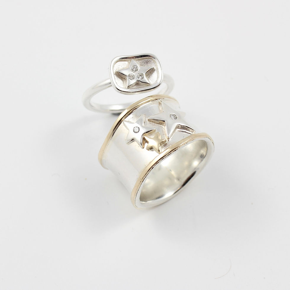 Star silver, gold & diamonds rings