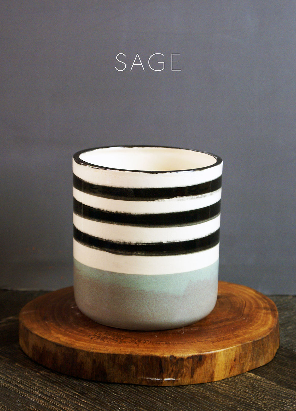 Thumbnail: Ceramic Striped Utensils Holder | Handmade Vase and Kitchen Storage Jar