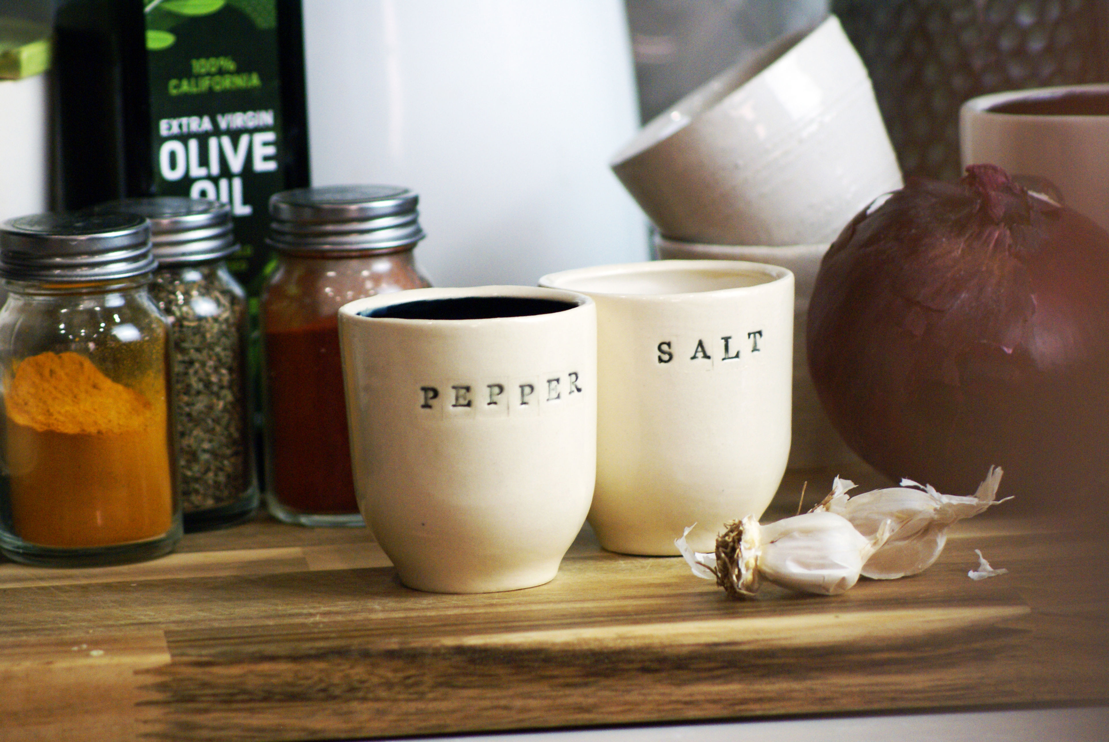 Small Salt and Pepper Open Jars
