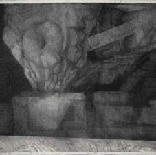 Sans titre, 2018, fusain sur toile, 220x270 cm.