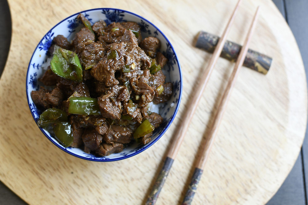 Diced Sichuan Beef Over Rice