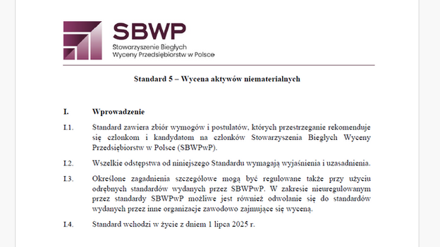 Standard 5 Wycena aktywów niematerialnych