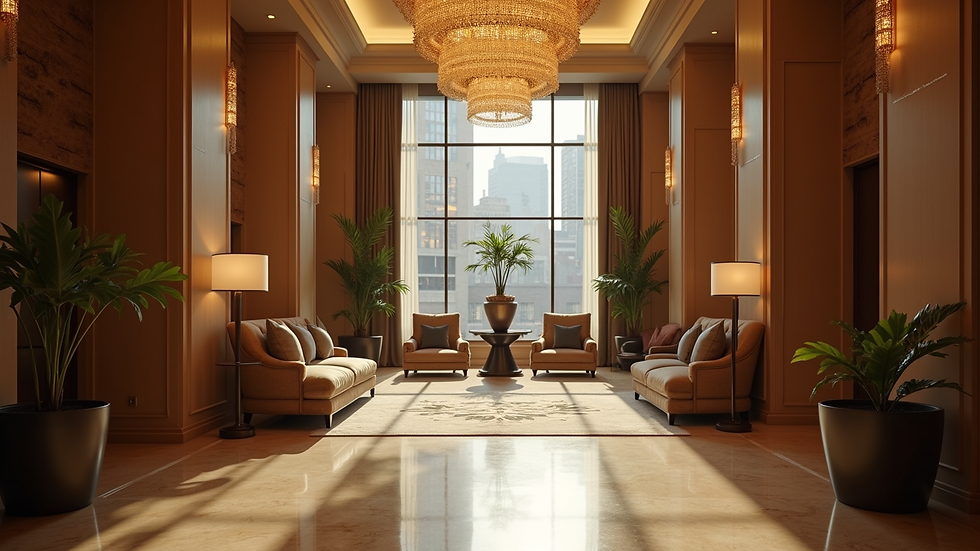 Eye-level view of a luxury hotel lobby in New York City