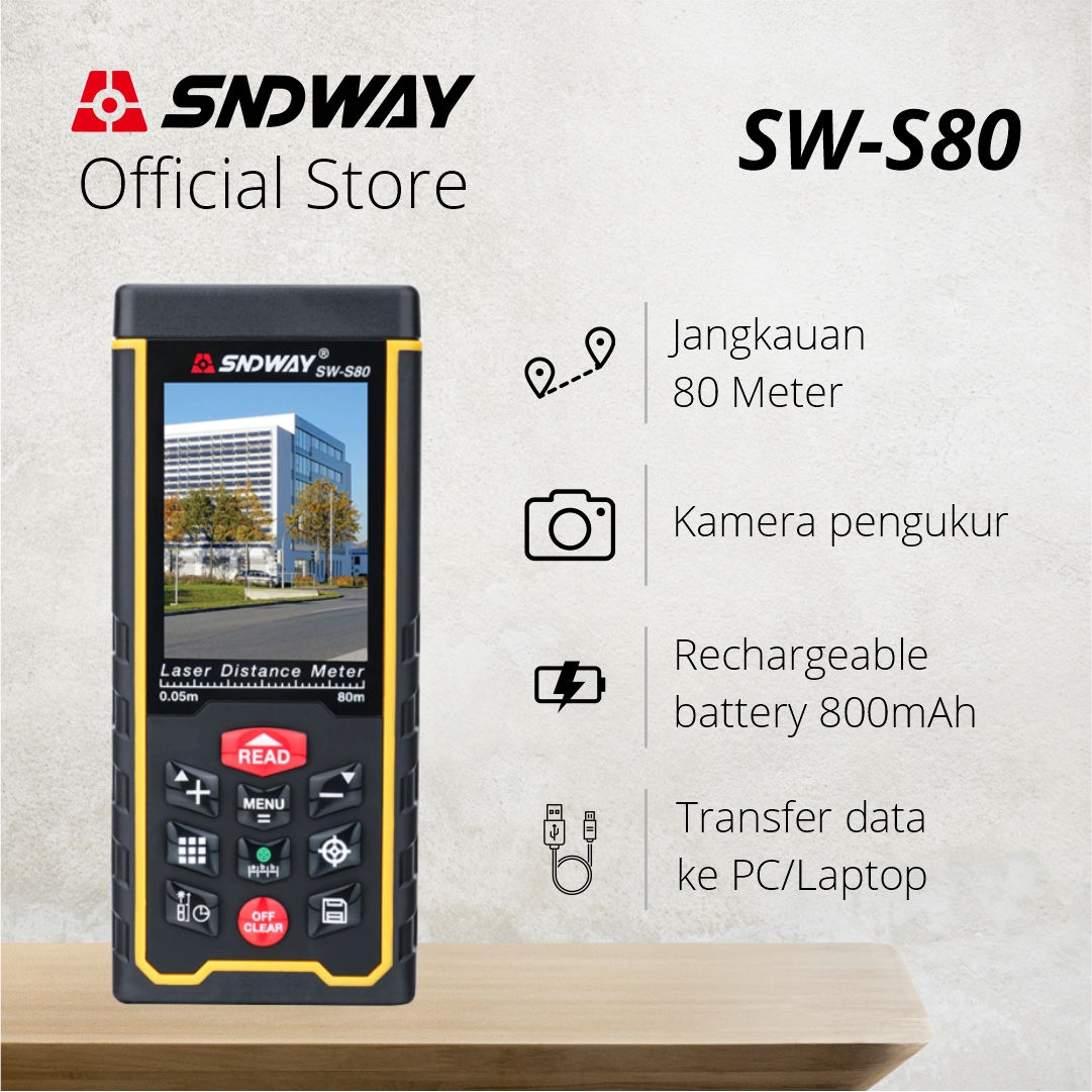 SNDWAY Meteran Digital & Kamera 80 Meter SW-S80