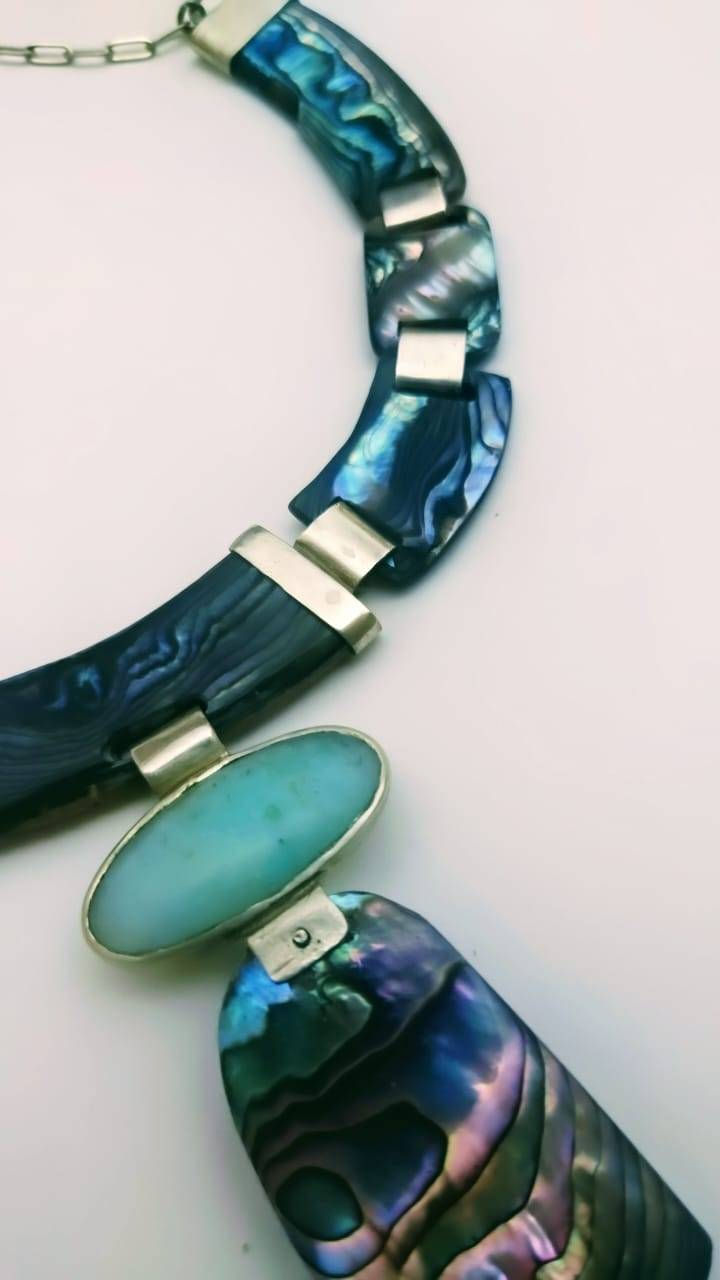 Miniatura: Awa necklace Andean opal and abalone