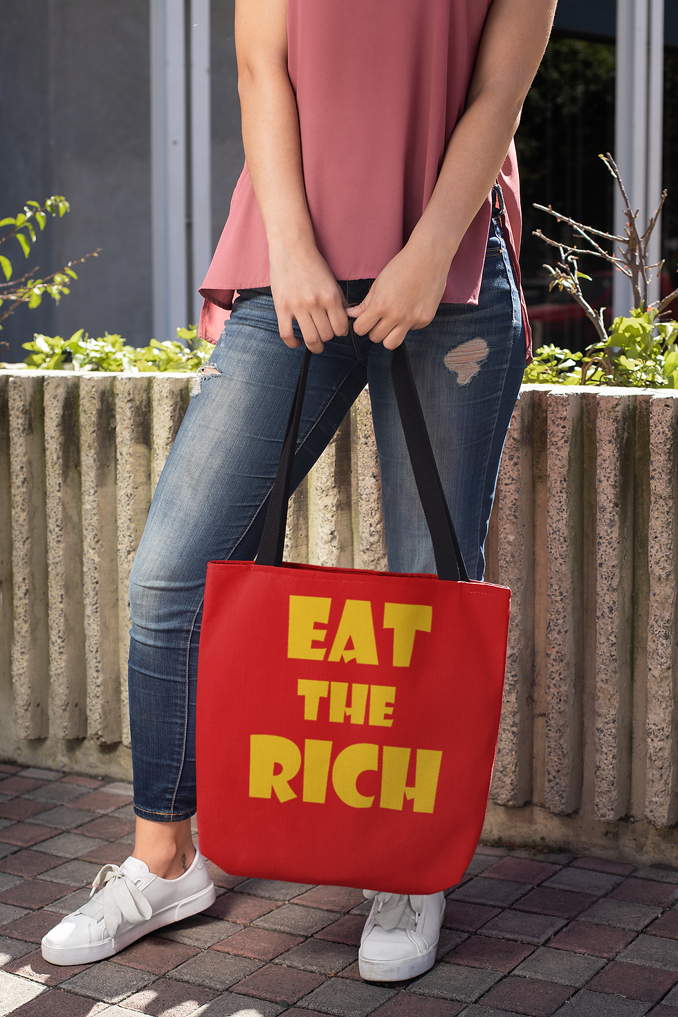 Thumbnail: 16" x 16" Eat the Rich Tote Bag 