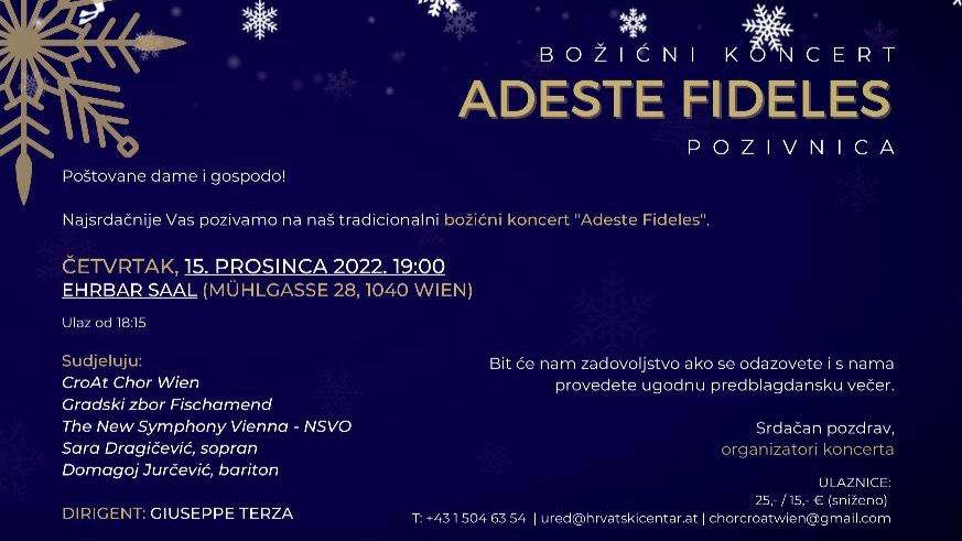 BOŽIĆNI KONCERT ADESTE FIDELES