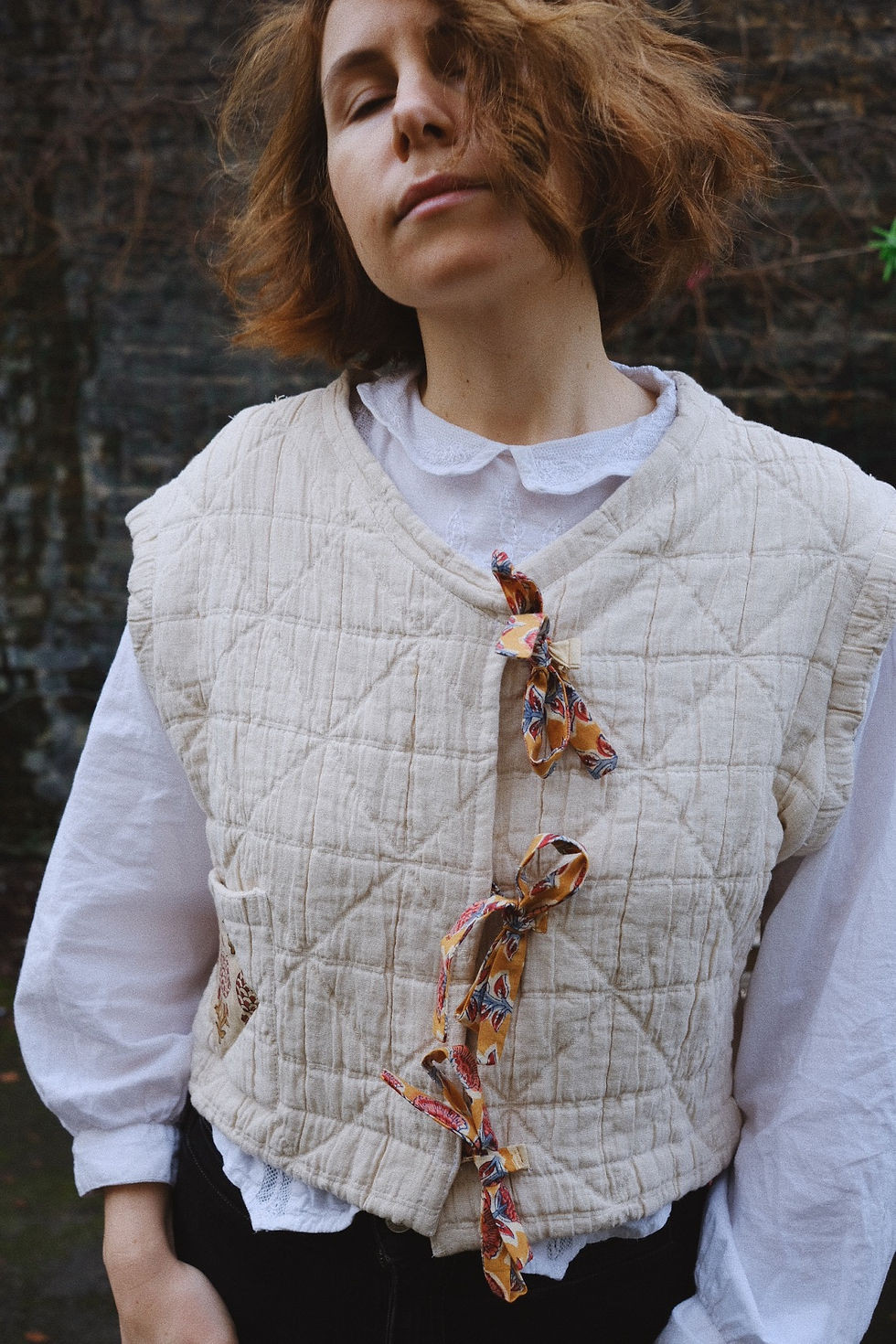 Thumbnail: Yellow rose quilted vest