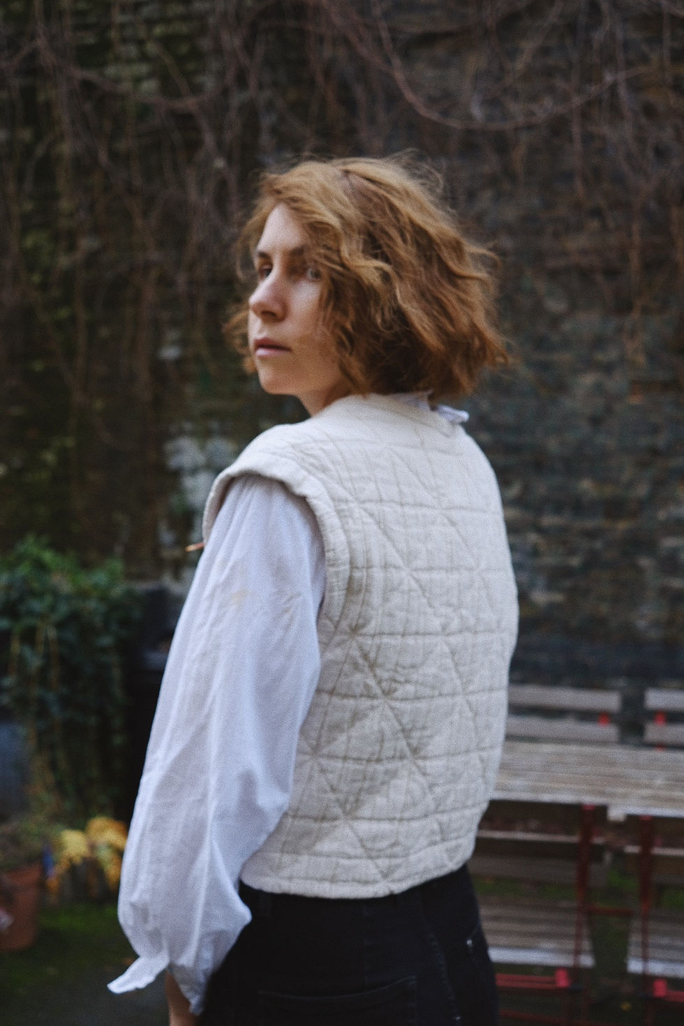 Thumbnail: White rose quilted vest
