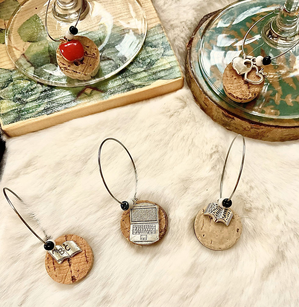 Thumbnail: Educator/teacher themed wine glass charms - set of 6