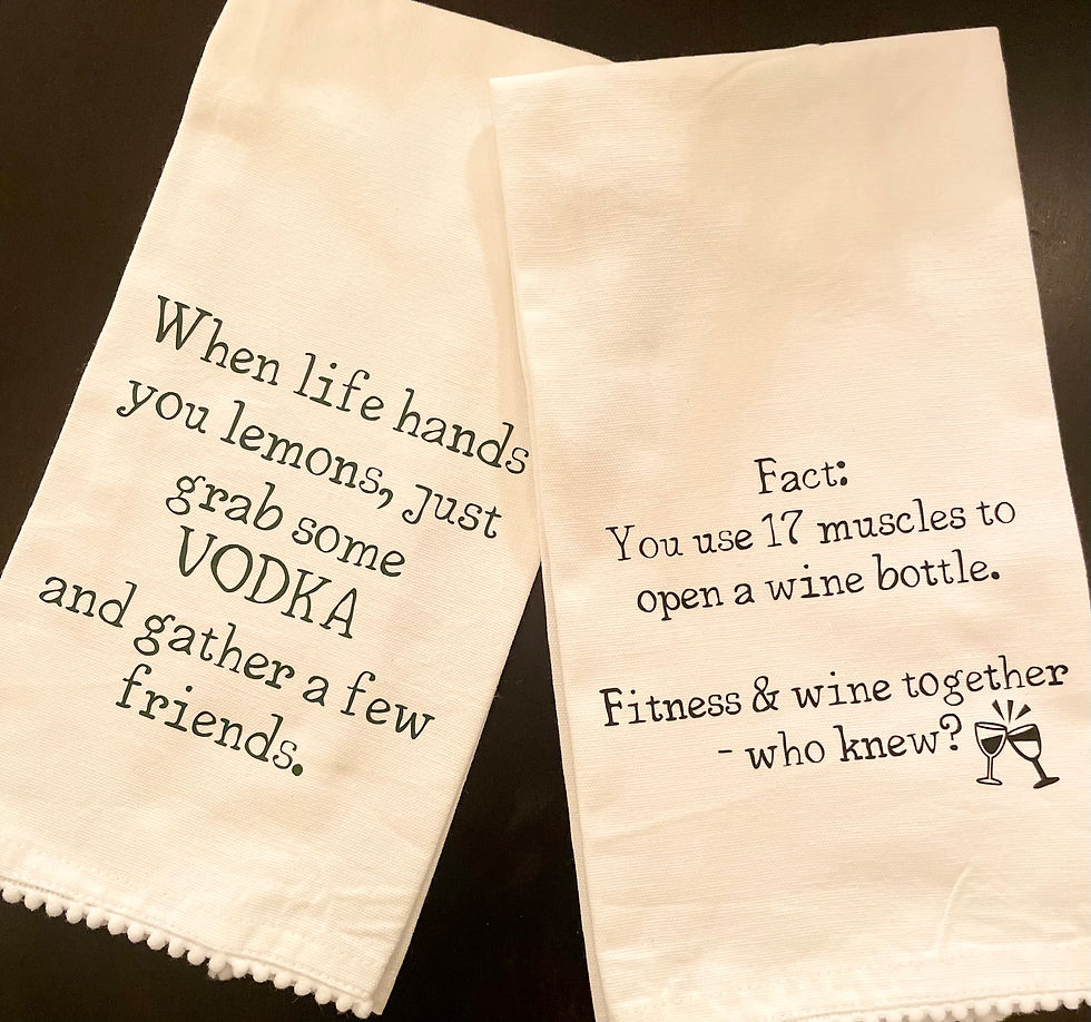 Thumbnail: Funny Wine Themed Tea Towels, Wine Lover's Gift, Snarky Wine Themed Bar Towel