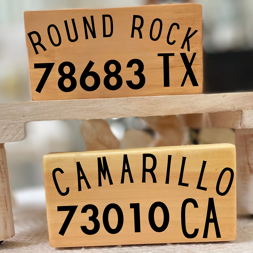 Thumbnail: Customizable State & Zip Code Wood Signs, Handcrafted Tabletop/Tiered Tray Decor