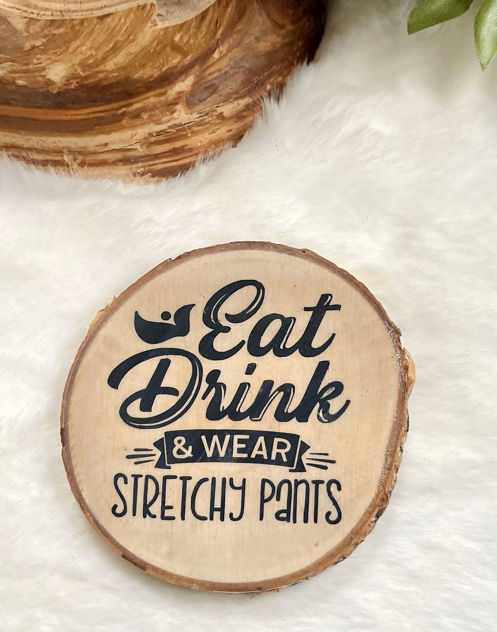 Thumbnail: wine themed wood slice coaster options - Eat Drink and Wear Stretchy Pants